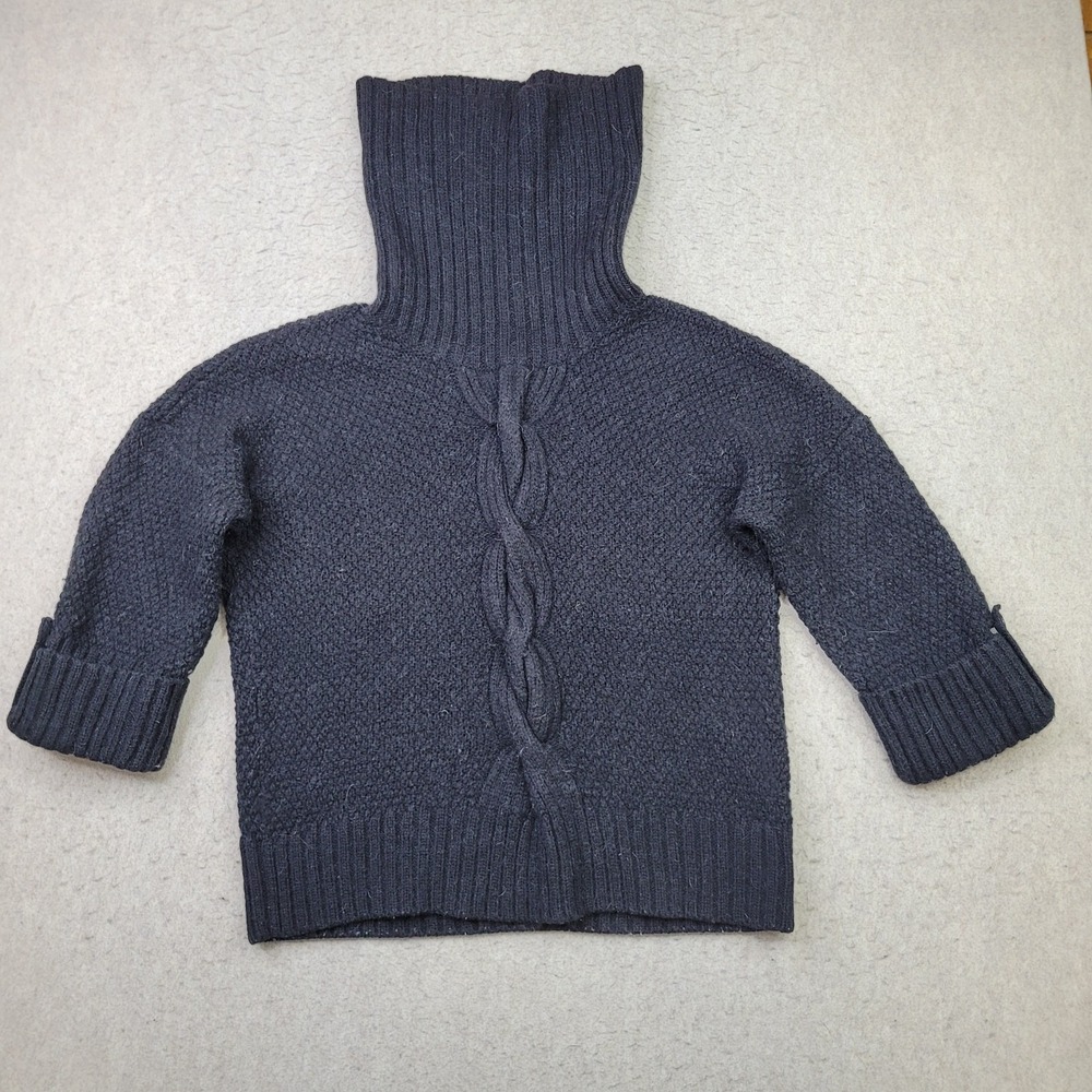 Talbots Womens Sweater MP Black Alpaca‎ Wool Blend Cable Knit Chunky Heavyweight
